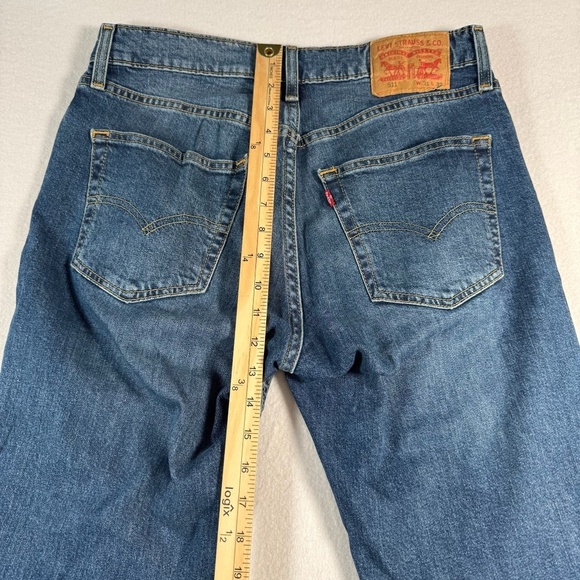 Levis Jeans Mens 31 Blue 511 Straight Mid Rise Medium Wash Stretch - Picture 9 of 12